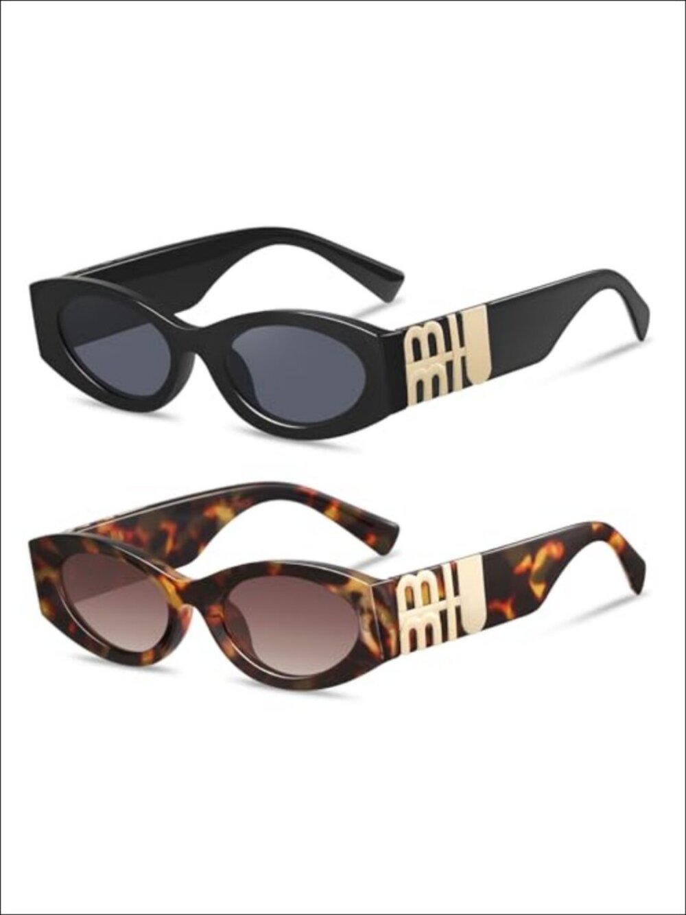 Retro Oval Cat Eye Sunglasses UV400 Protection Trendy Narrow